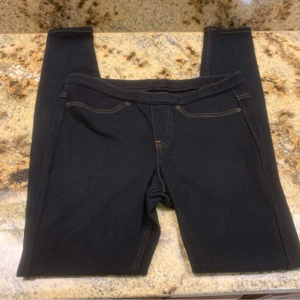 HUE S Black Jeggings with Contrast Stitch Slim Fit & Tapered Legs Pants Leggings